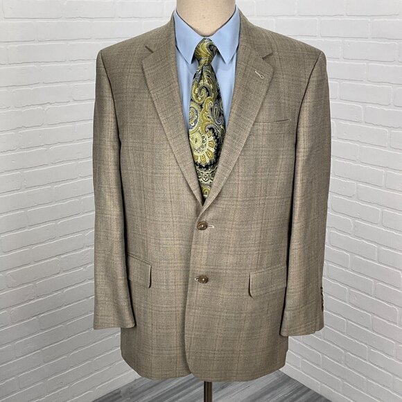 Jos A Bank Blazer Men 41R Green Plaid Gordon Signature Wool Silk Jacket Classic - Picture 2 of 14